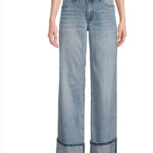 KUT from the Kloth Meg Fab-Ab High Rise Wide Leg Roll-Up Jeans
